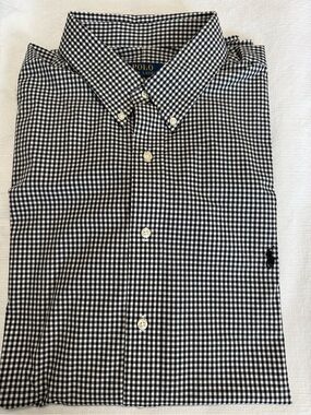 Ralph Lauren Black and White Gingham Button-Down Shirt 2XB
